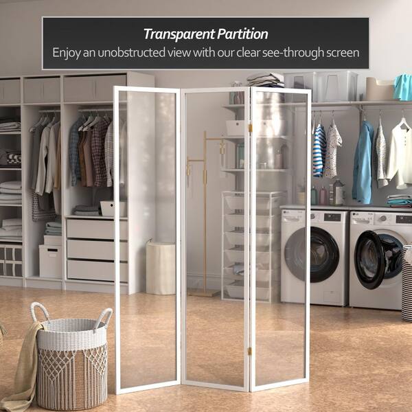 Oriental Furniture 6 ft. Tall Clear Plastic Partition White