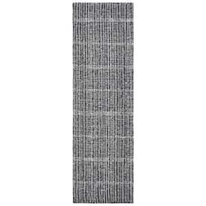 Abstract Black/Ivory 2 ft. x 10 ft. Classic Crosshatch Runner Rug