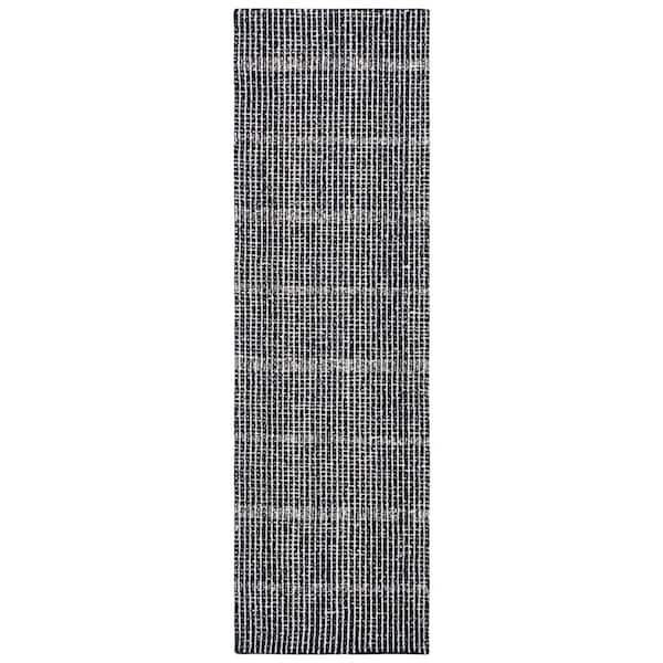 Abstract Black/Ivory 2 ft. x 6 ft. Classic Crosshatch Runner Rug