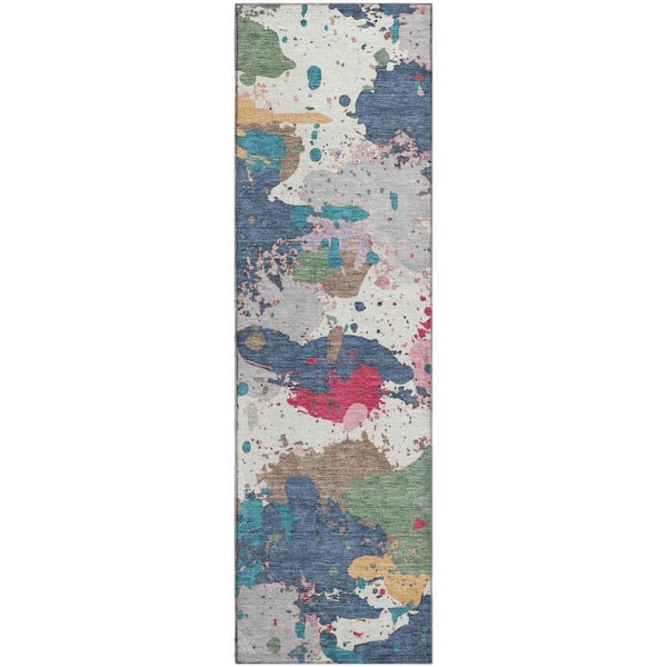 Mayfield Premium Machine Washable Abstract AMF2217 Ivory 2 ft. x 7 ft. Runner Rug