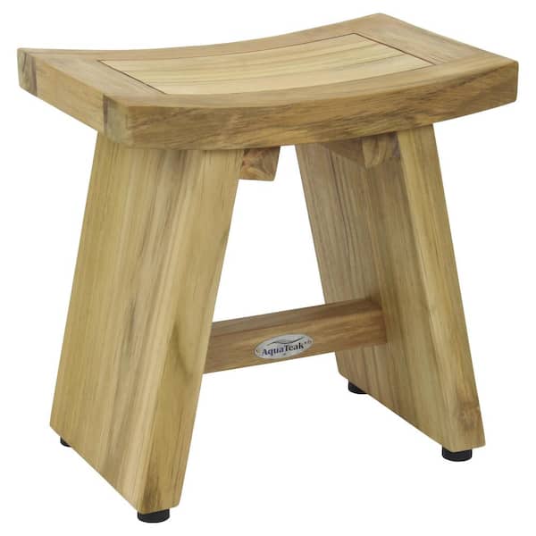 AquaTeak 13 in x 8.5 in Asia Raw Freestanding Teak Shaving and Washing Foot Rest Natural Finish Walk In Shower Seat