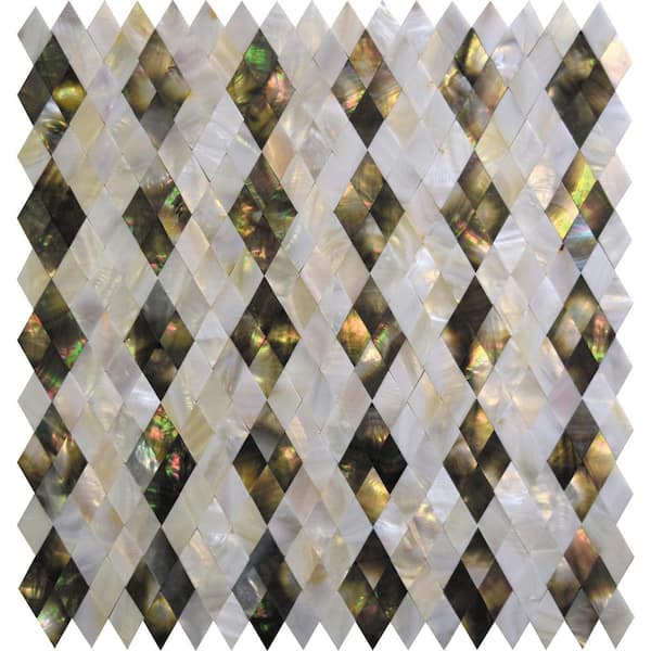 Apollo Tile Beige Brown and White 4 in. x 5 in. Polished Mother of Pearl Diamonds Wall Mosaic Tile Sample (0.13 sq. ft./Piece)