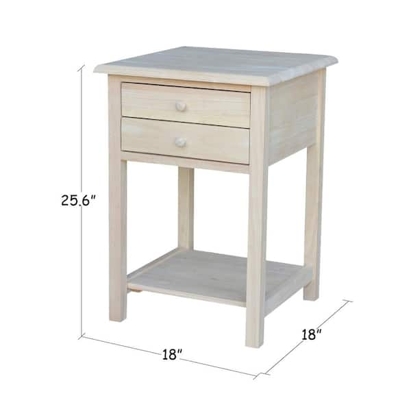 International Concepts - Unfinished Lamp Table with 2-Drawer