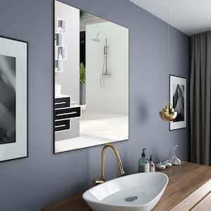 24 in. W x 36 in. H Black Wall Mirror Aluminum Framed, Dress Mirrors Modern Bathroom Mirrors Vertical/Horizontal Hanging