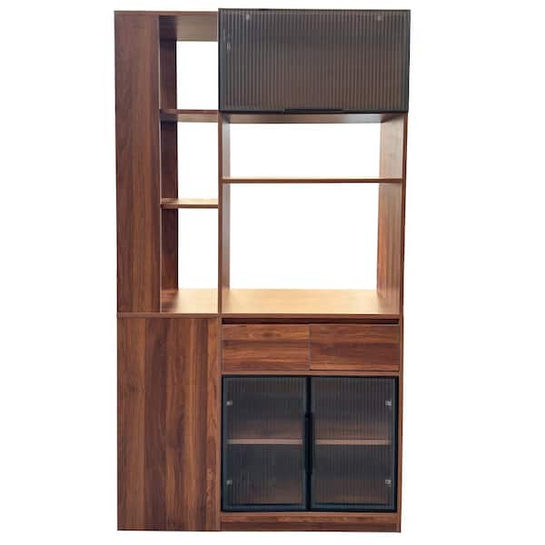 39 in W x 14 in D x 71 in H Linen Cabinet, Tall Storage Cabinet with Multi-functional Storage Entrance Organizer, Walnut