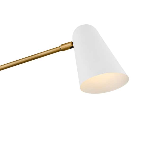 LARK - Birdie 22.75 in. 2-Light Lacquered Brass With Matte White Accents Wall Sconce