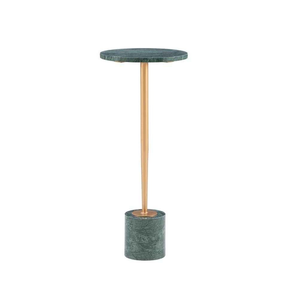 Linon Home Decor Tinker Green Marble/Gold Drink table HD221959 - The Home Depot