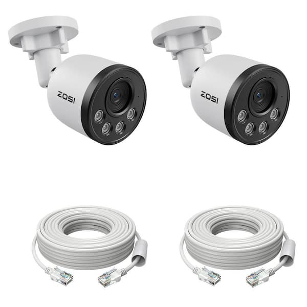 2 Pack C180 4K 8MP Hardwired PoE IP Security Camera with 100ft Night Vision&Ethernet Cable,Only Work with Same Brand NVR