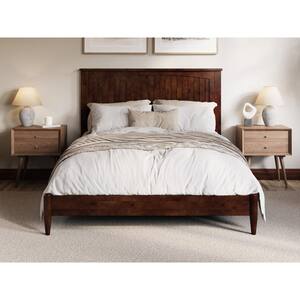 Naples Walnut Brown Solid Wood Frame Queen Low Profile Platform Bed