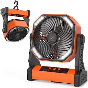 20000mAh Rechargeable Battery Jobsite Fan with Light & Hook, 270° Pivot, 4 Speeds, for Camping, Power Outage, Jobsite