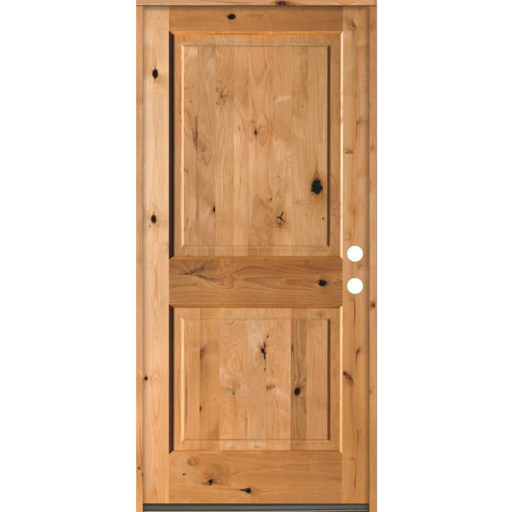 42 in. x 80 in. Rustic Knotty Alder Square Top Clear Stain Left-Hand Inswing Wood Single Prehung Front Door price history on PriceWatchPro