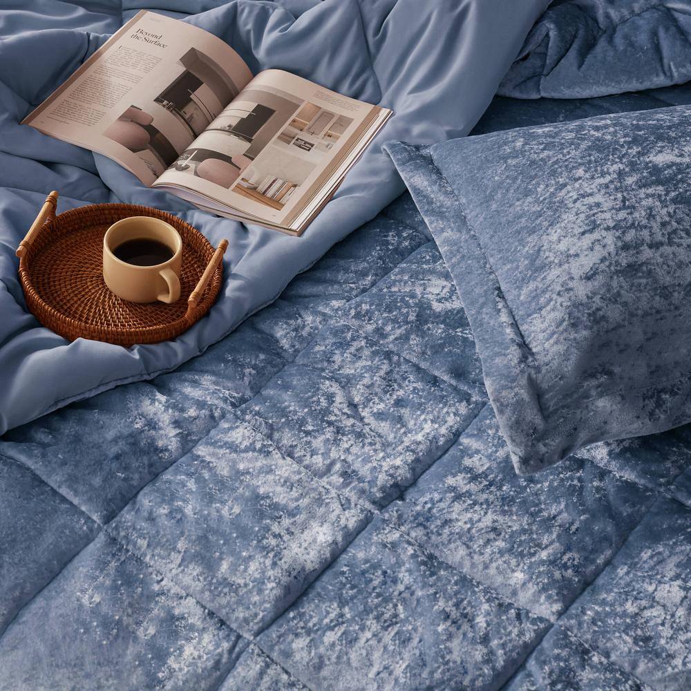 Luxurious Grey Crushed Velvet Twin/Twin XL Duvet Set