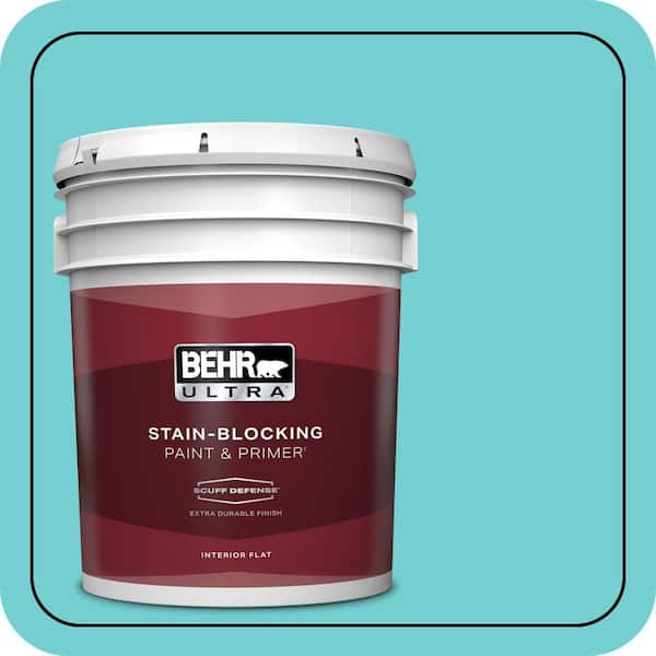 BEHR ULTRA 5 gal. #P460-3 Soft Turquoise Extra Durable Flat Interior Paint & Primer