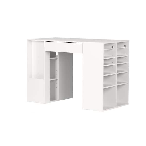 Crea Pure White Counter-Height Craft Table with Storage