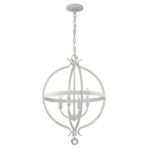 60-Watt 4-Light Metal Pendant Light with Crystal, No Bulbs Included