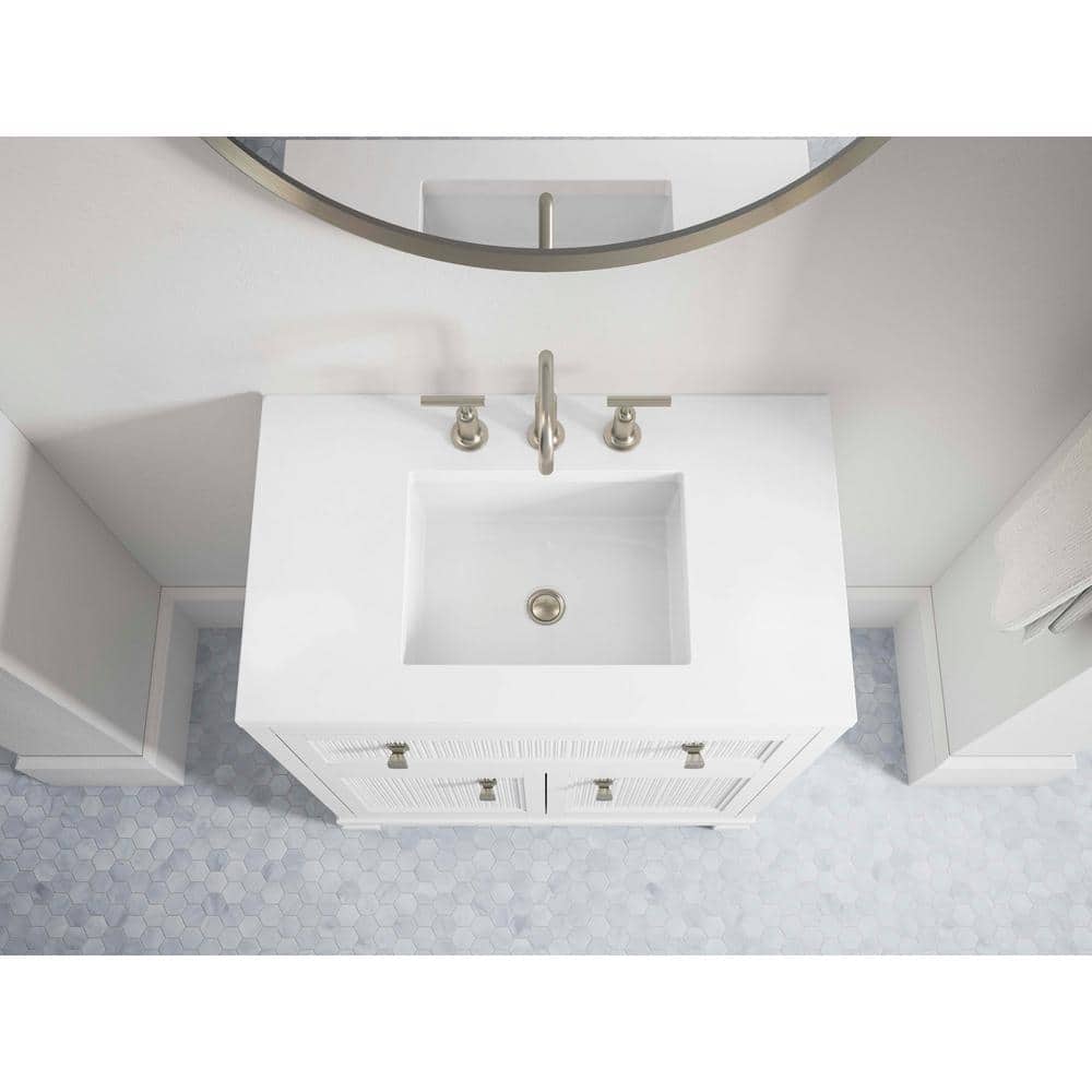 Hearthaven 30'' White MDF Bathroom Vanity with Quartz Top