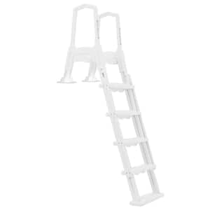 Deluxe Incline Propylene White Large Adjustable 5 Step Swimming Pool Ladder for Above Ground Pool