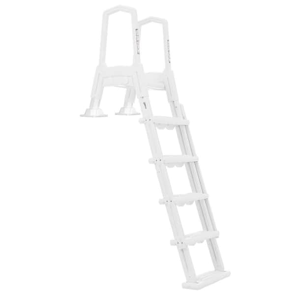 XtremepowerUS Deluxe Incline Propylene White Large Adjustable 5 Step Swimming Pool Ladder for Above Ground Pool
