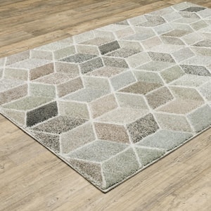 Chateau Ivory/Multi-Colored 7 ft. x 10 ft. Modern Geometric Polypropylene Indoor Area Rug