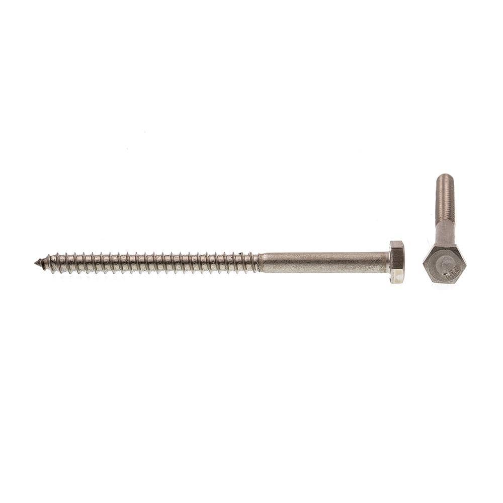 1/4" x 4" Stainless Steel Hex Head Wood Screws (25-Pack)