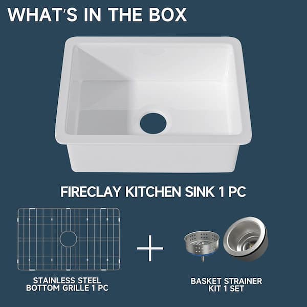Kuomih 27 in. Fireclay Kitchen Sink Drop-in/Undermount Dual Mount