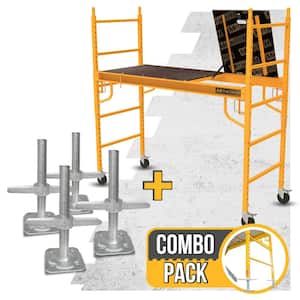 Safeclimb Baker 6.2 ft. L x 6.25 ft. H x 2.5 ft. D Scaffold Platform with Wheels and Leveling Jacks, 1100 lbs. Capacity