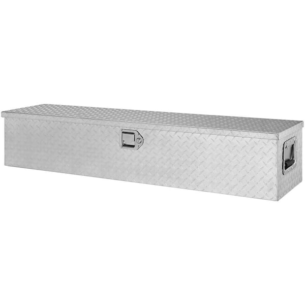 Heavy Duty Aluminum Truck Bed Tool Box Diamond Plate Tool Box with Side Handle and Lock Keys RV Trailer, 48"x15"x15"