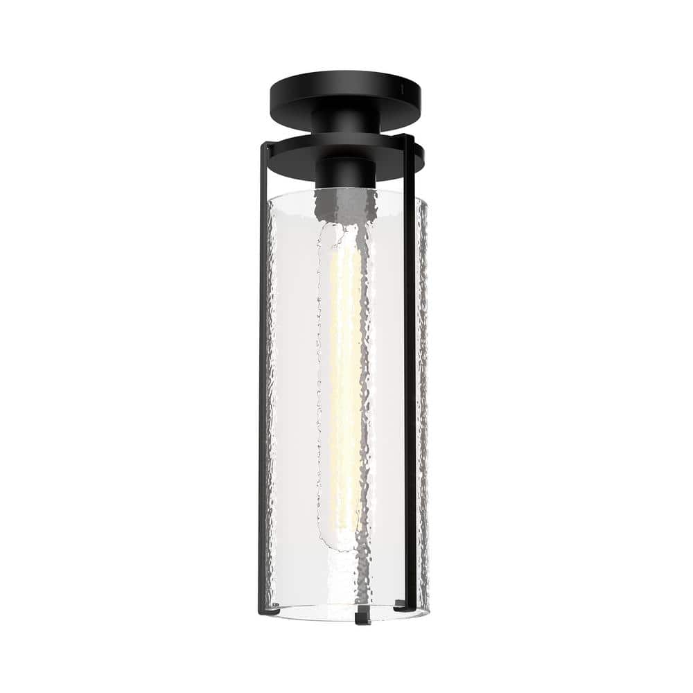 Belmont Matte Black and Clear Glass Flush Mount Light