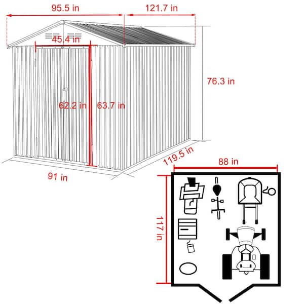 8 ft. W x 10 ft. D Outdoor Metal Storage Shed in Gray (80 sq. ft.)