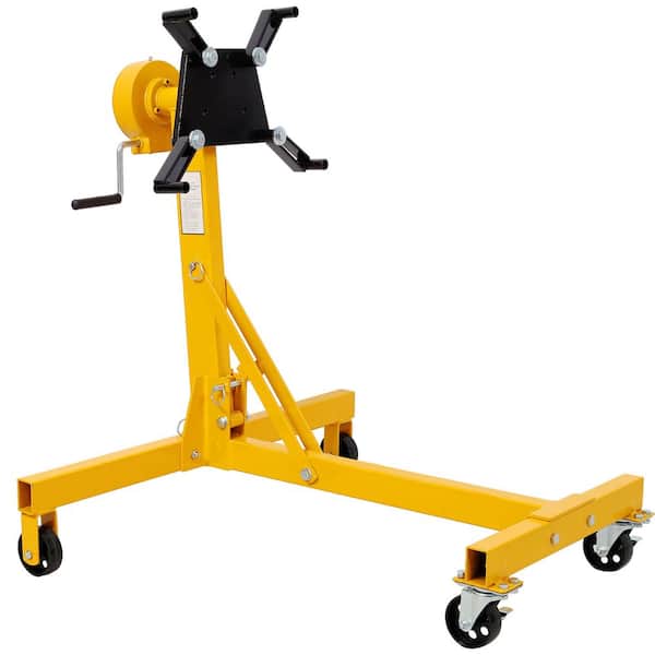 1000 lbs. Yellow Folding Engine Stand, Geared Rotating Head, 360° Adjustable Mounting Head