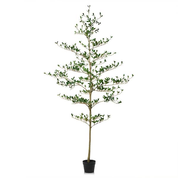 DR.Planzen 6 ft.Artificial black Olive Tree-Faux Plants Indoor/Outdoor,Fake Tree Home Office Decor White Potted Planter Living Room