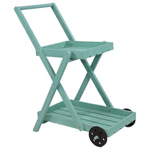 2-Tier Wheeled Planter Stand - Robin Egg Blue