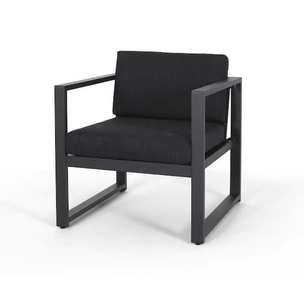 Black Aluminum Durable Outdoor Lounge Chair with Dark Gray Water