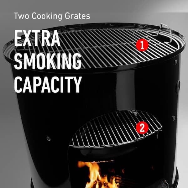 Weber 22 in. Smokey Mountain Cooker Smoker in Black with Cover and