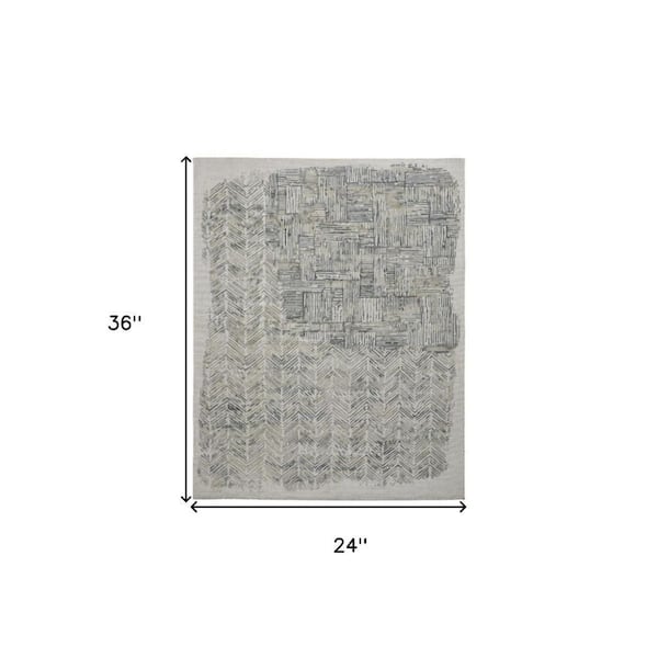 2 ft. x 8 ft. Blue, Ivory Abstract Area Rug