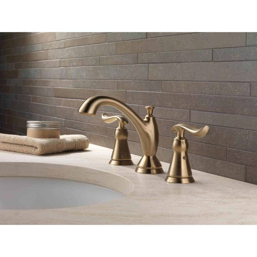 Champagne Bronze Widespread Bathroom Faucet with Metal Handles