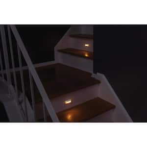Indoor/ Outdoor Battery Powered Dusk to Dawn Amber Sleep Friendly Guide Lights, White (2-Pack)