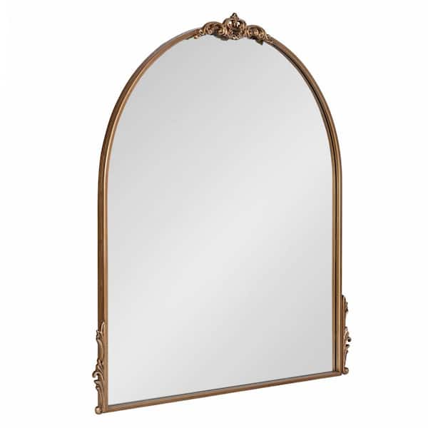 Myrcelle 30 in. W. x 32 in. H Metal Gold Arch Traditional Framed Decorative Wall Mirror