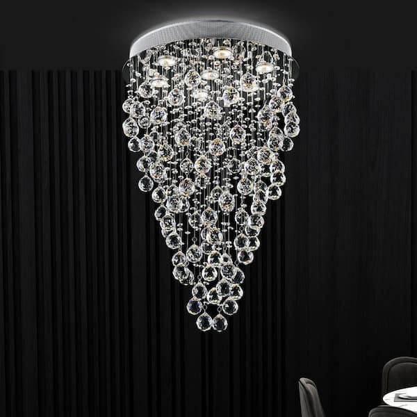 Rain Drop 7 Light Flush Mount With Chrome Finish