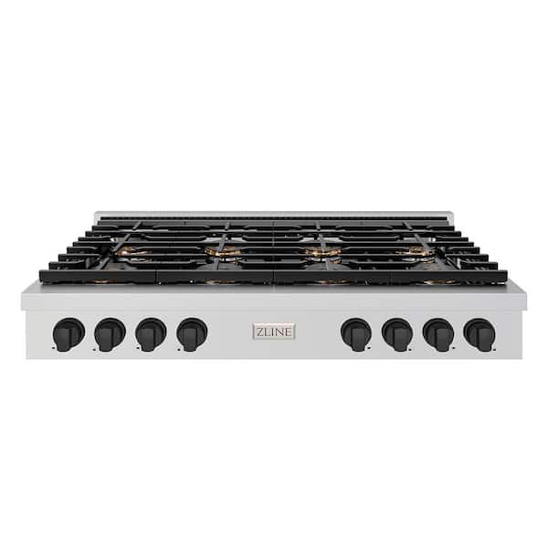 Autograph 48 in. Paramount Gas Rangetop with 8 Burner DuoPro Cooktop in Stainless Steel and Matte Black Accents