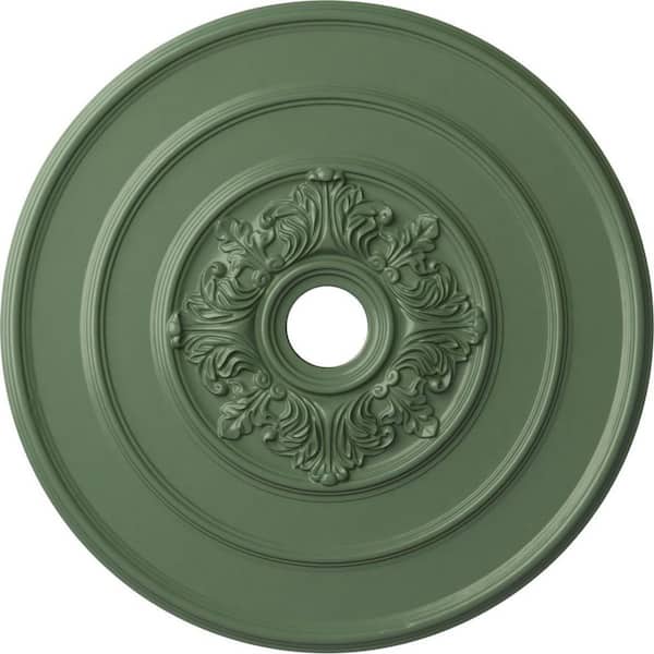 Ekena Millwork 1-1/2" x 26" x 26" Polyurethane Traditional with Acanthus Leaves Ceiling, Hand-Painted Athenian Green