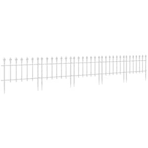9.2 ft. W x 17.25 in. H Garden Metal Spaced Picket Flat Top Fence for Landscape, Yard Decor, Animal Barrier, White