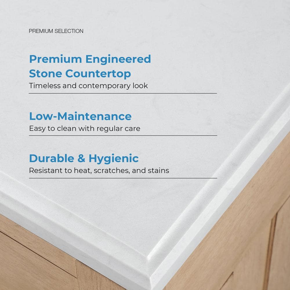 Newcastle 42" Sahara Birch Single Sink Bathroom Vanity with White Marble Top