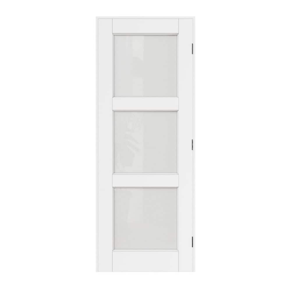 Assembly Required 32 in. x 96 in. 3-Lite Frosted Glass Left-Handed White MDF Door Kit w/Separate Jamb price history on PriceWatchPro