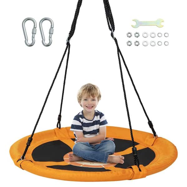 Yellow 40 in. Flying Saucer Tree Swing Indoor Outdoor Play Set Swing for Kids Dark