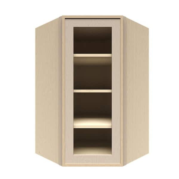 Slim Shaker Assembled 24 in. W x 42 in. H x 12 in. D Wall Diagonal Corner Kitchen Cabinet in Natural Wood