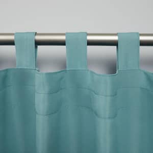 Cabana Teal Solid Light Filtering Hook-and-Loop Tab Indoor/Outdoor Curtain, 54 in. W x 96 in. L (Set of 2)