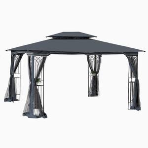 13 ft. x 10 ft. Outdoor Gazebo with Double Roof, Mosquito Net and Sturdy Galvanized Steel Frame for Garden and Backyard