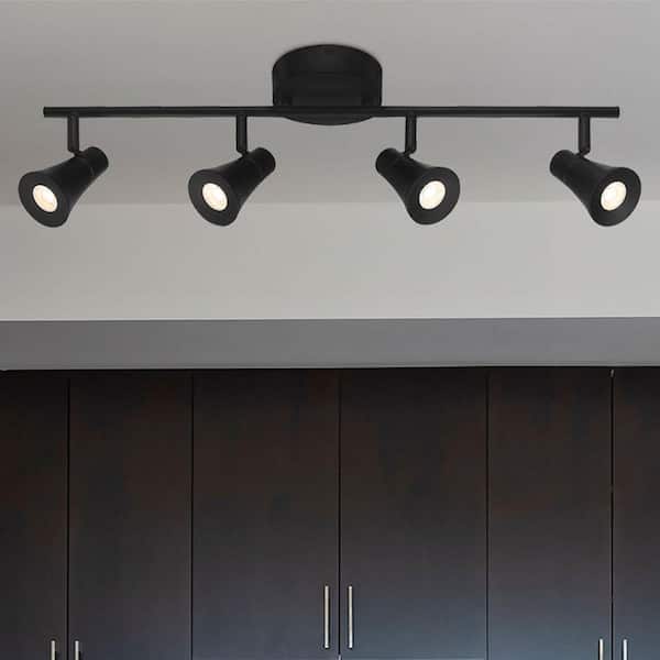 Armstrong 2 ft. Matte Black Integrated LED Hardwired Track Lighting Kit with 4 Fixed Track Heads