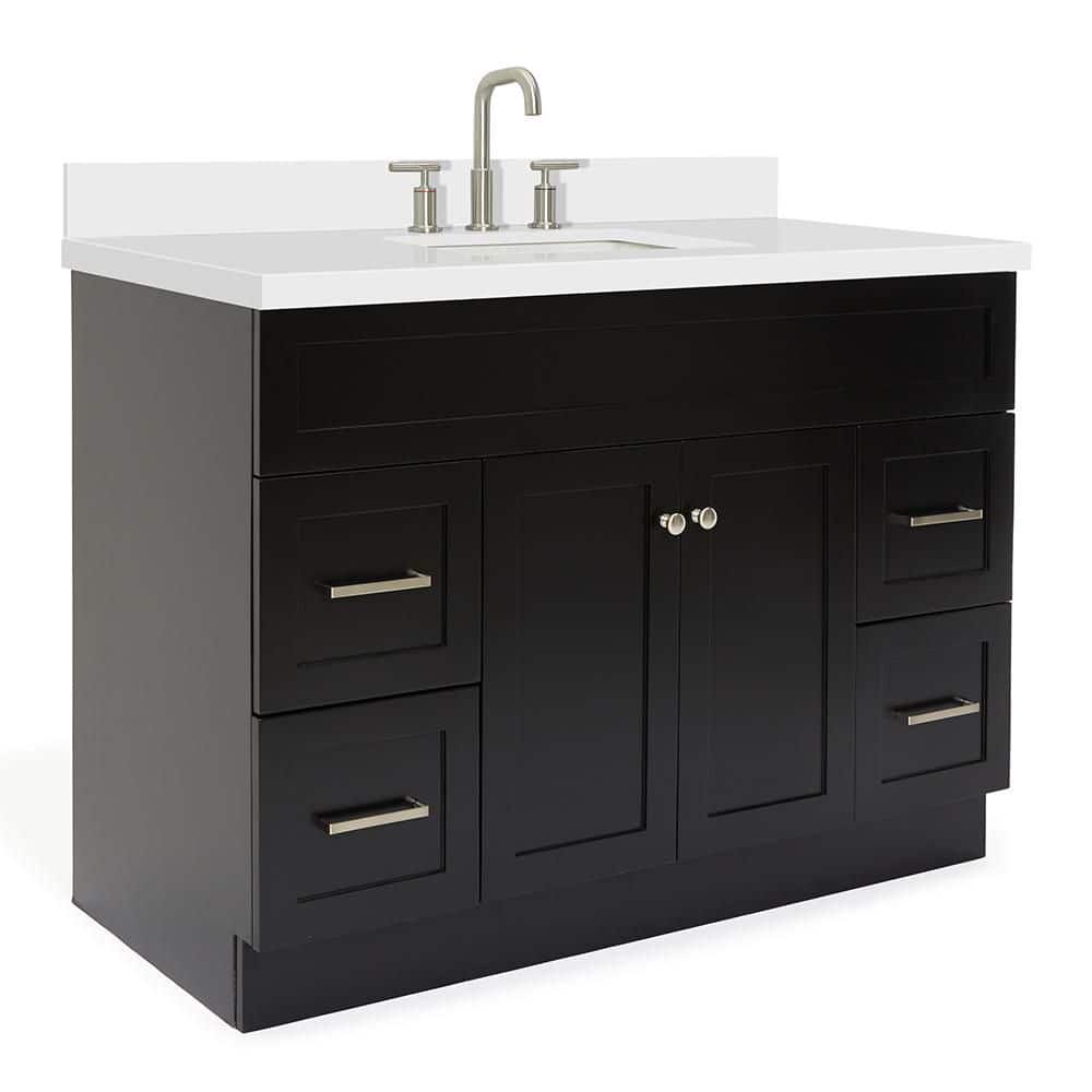 Hamlet 49" Black Wood Vanity with White Quartz Top